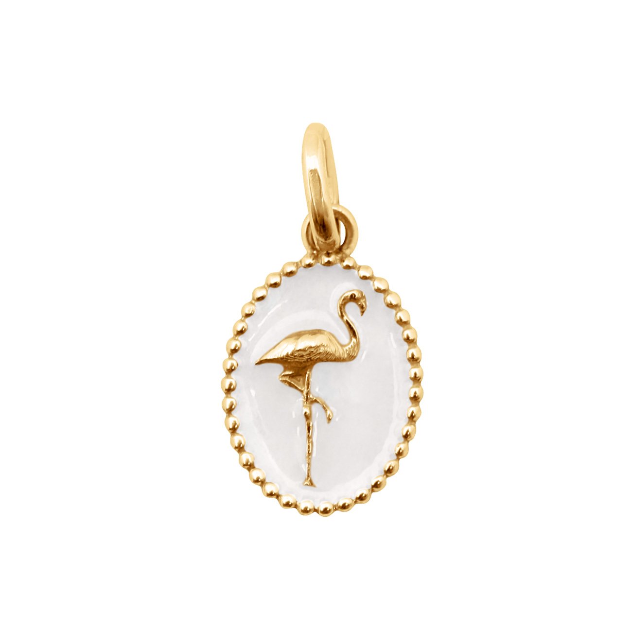 Gigi Clozeau - Pendentif Flamant résine blanche, or jaune