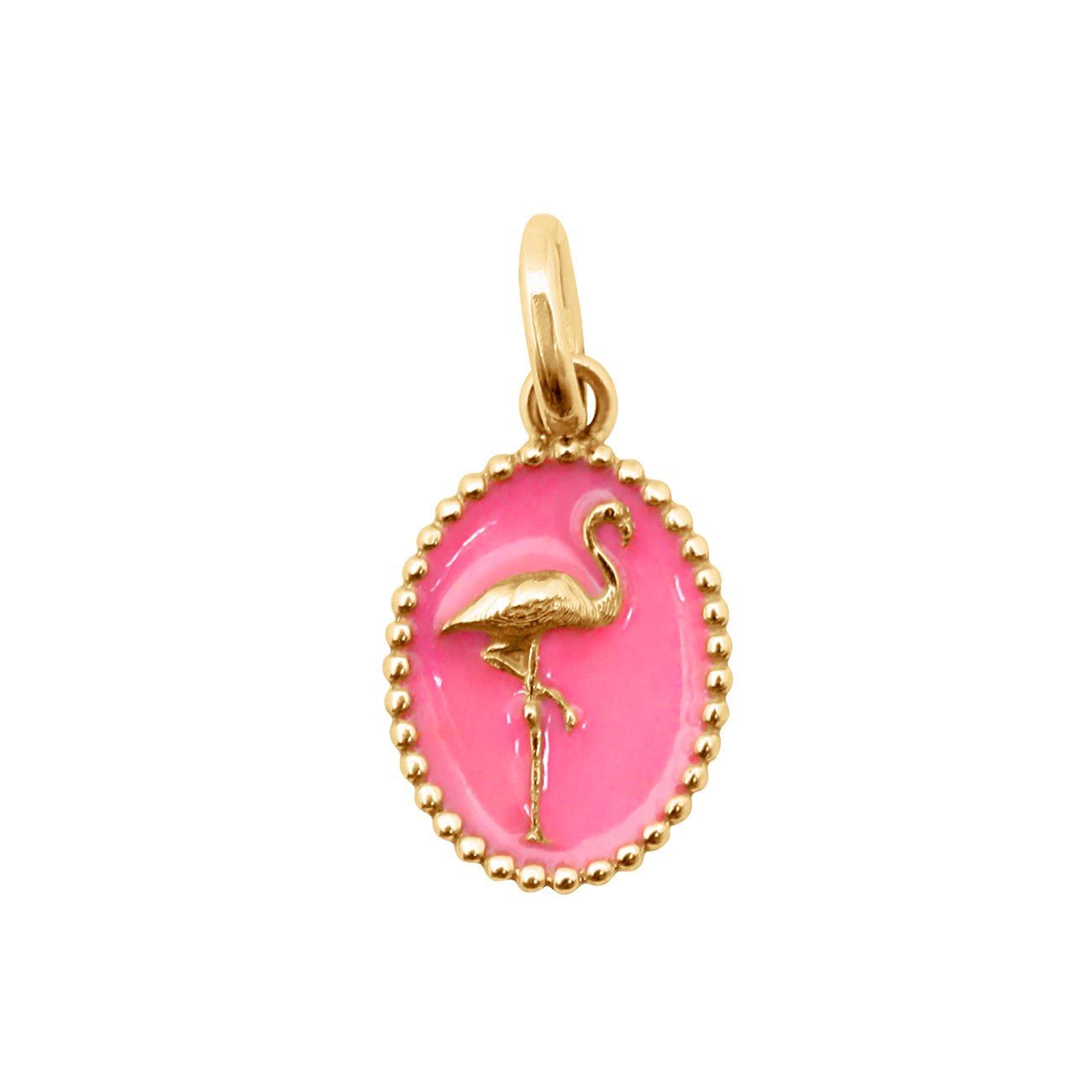 Gigi Clozeau - Pendentif Flamant résine rose fluo, or jaune