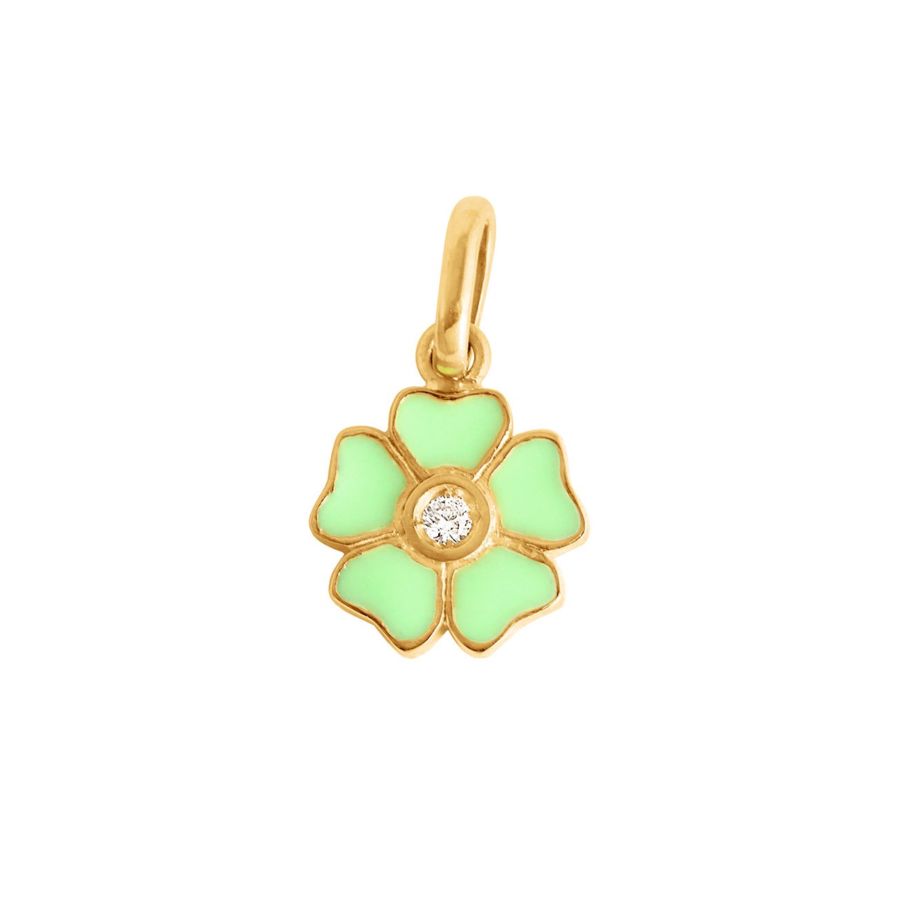 Gigi Clozeau - Pendentif Fleur résine anis, diamant, or jaune