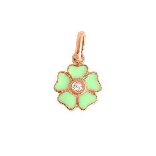 Gigi Clozeau - Pendentif Fleur résine anis, diamant, or rose