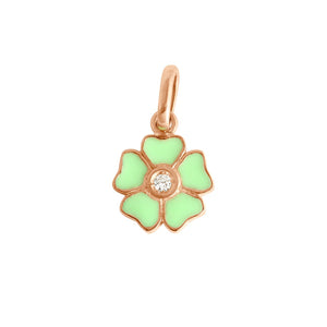 Gigi Clozeau - Pendentif Fleur résine anis, diamant, or rose