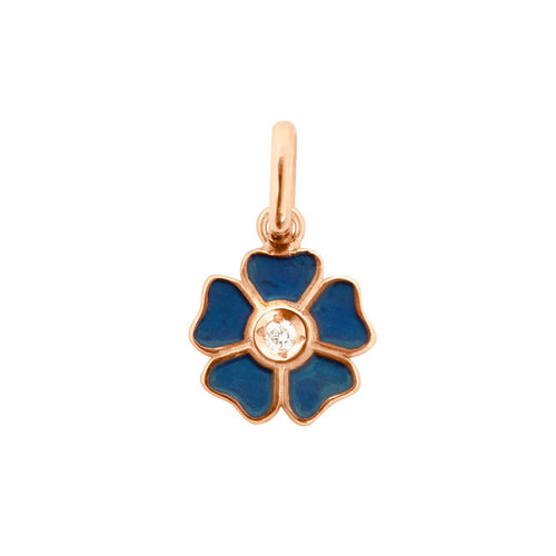 Gigi Clozeau - Pendentif Fleur résine bleu de prusse, diamant, or rose