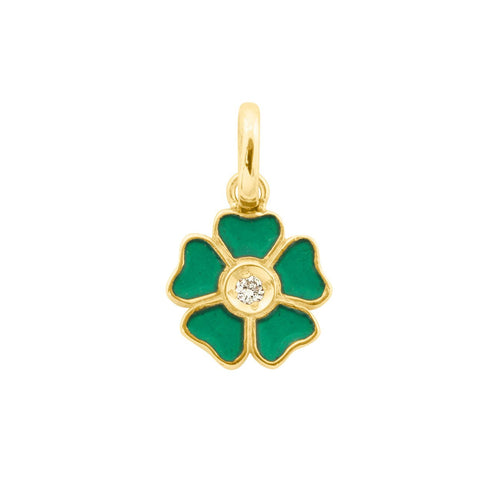 Gigi Clozeau - Pendentif Fleur résine émeraude, diamant, or jaune