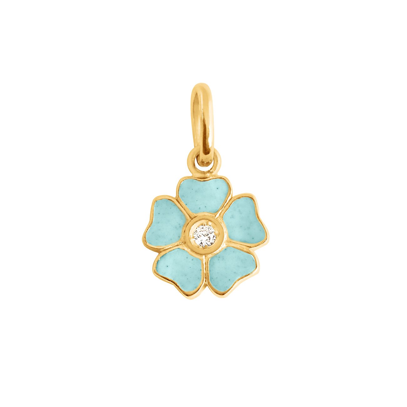 Gigi Clozeau - Pendentif Fleur résine glacier, diamant, or jaune