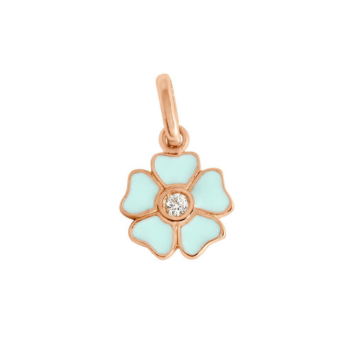 Gigi Clozeau - Pendentif Fleur résine jade, diamant, or rose