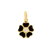 Gigi Clozeau - Pendentif Fleur résine noire, diamant, or jaune