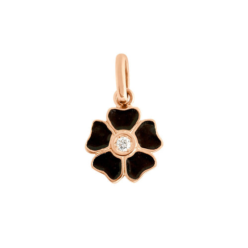 Gigi Clozeau - Pendentif Fleur résine noire, diamant, or rose