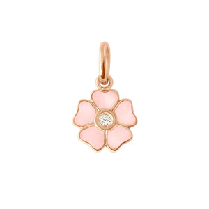 Gigi Clozeau - Pendentif Fleur résine rose bébé, diamant, or rose