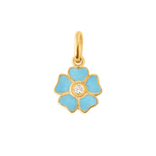 Gigi Clozeau - Pendentif Fleur résine turquoise, diamant, or jaune