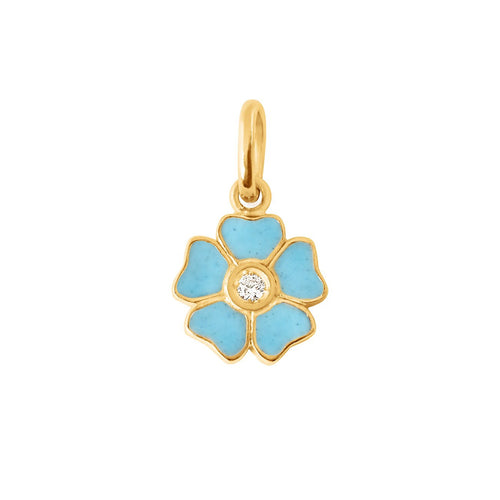 Gigi Clozeau - Pendentif Fleur résine turquoise, diamant, or jaune