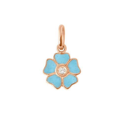 Gigi Clozeau - Pendentif Fleur résine turquoise, diamant, or rose