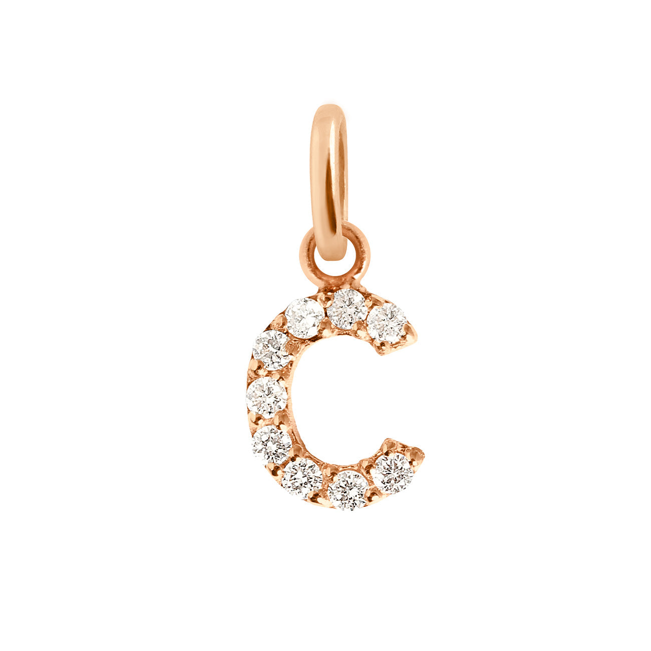 Gigi Clozeau - Pendentif Lucky Letter C, or rose, diamants