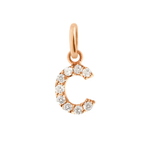 Gigi Clozeau - Pendentif Lucky Letter C, or rose, diamants