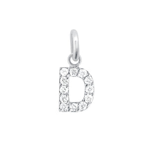 Gigi Clozeau - Pendentif Lucky Letter D, or blanc, diamants