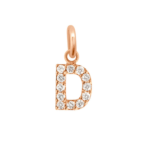 Gigi Clozeau - Pendentif Lucky Letter D, or rose, diamants
