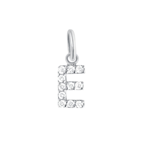 Gigi Clozeau - Pendentif Lucky Letter E, or blanc, diamants