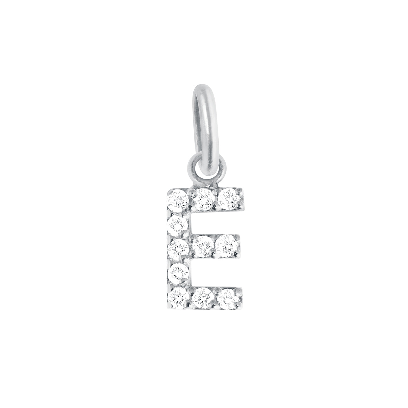 Gigi Clozeau - Pendentif Lucky Letter E, or blanc, diamants
