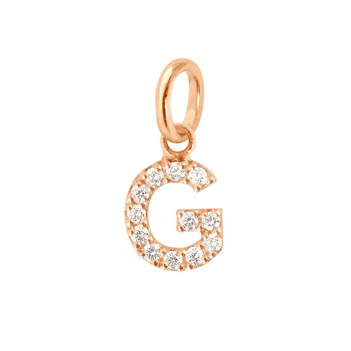 Gigi Clozeau - Pendentif Lucky Letter G, or rose, diamants