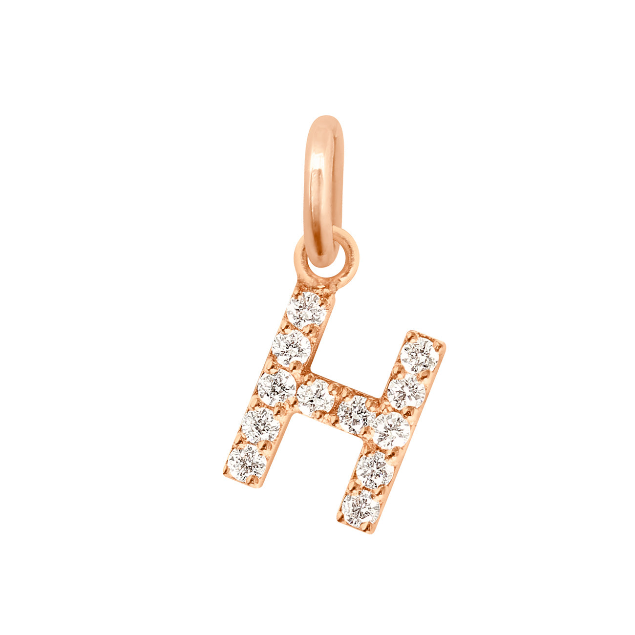 Gigi Clozeau - Pendentif Lucky Letter H, or rose, diamants