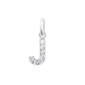 Gigi Clozeau - Pendentif Lucky Letter J, or blanc, diamants