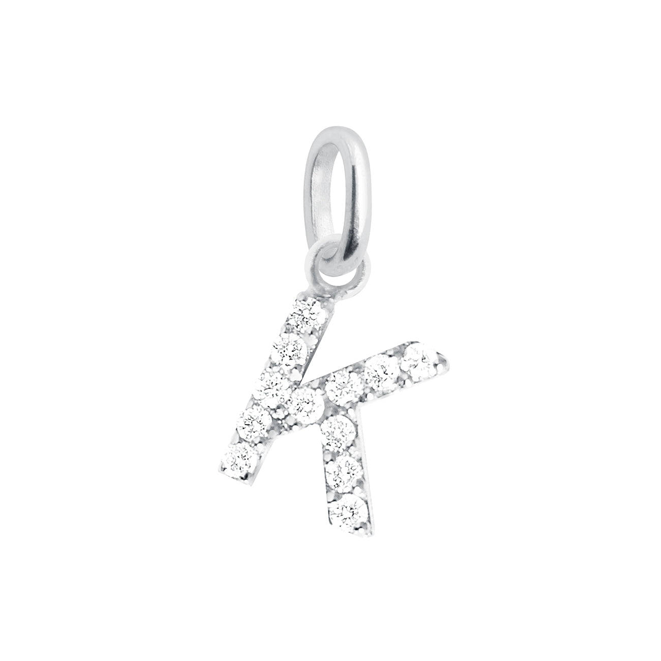 Gigi Clozeau - Pendentif Lucky Letter K, or blanc, diamants