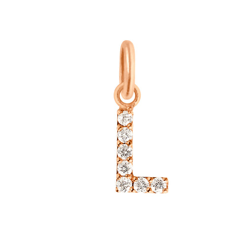 Gigi Clozeau - Pendentif Lucky Letter L, or rose, diamants