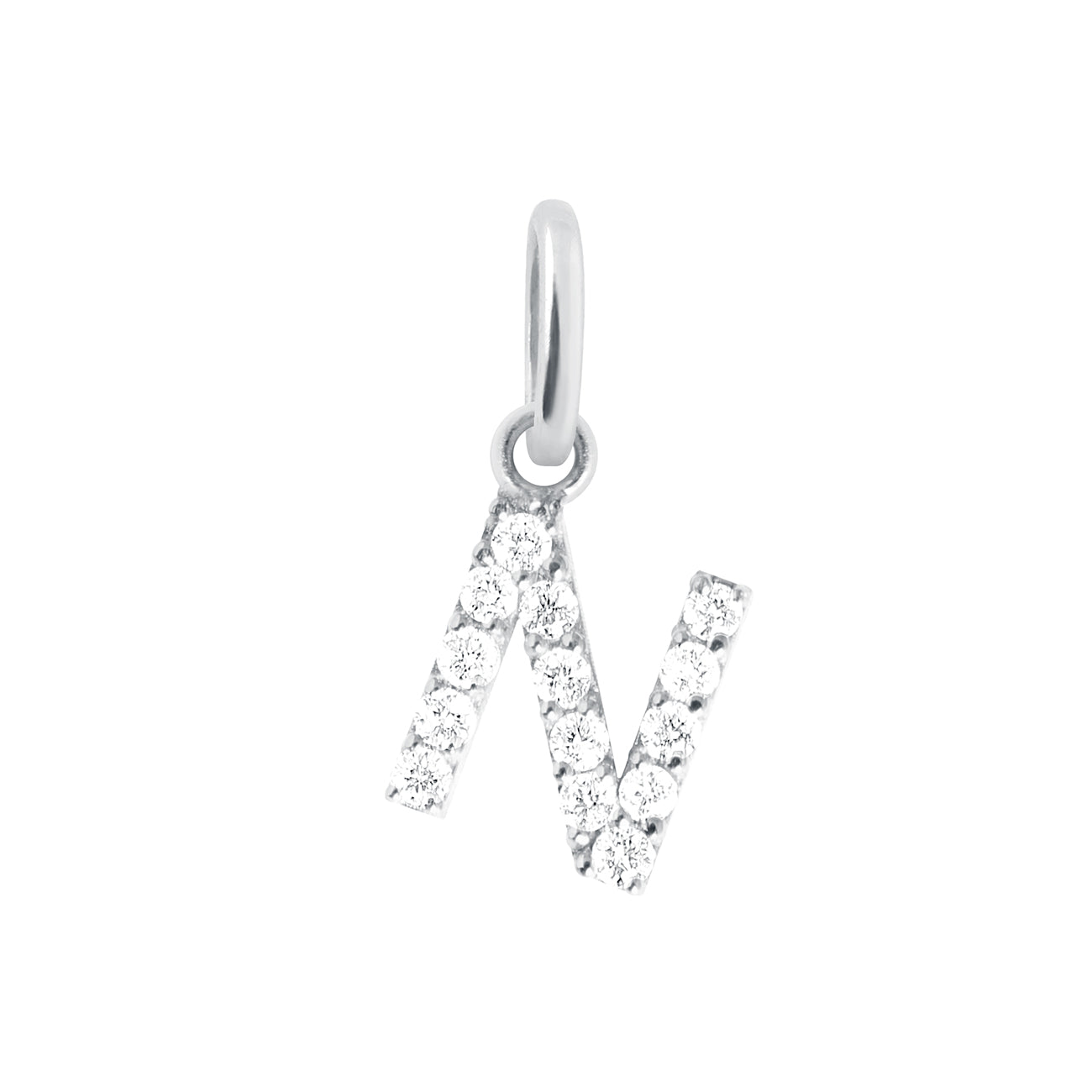Gigi Clozeau - Pendentif Lucky Letter N, or blanc, diamants