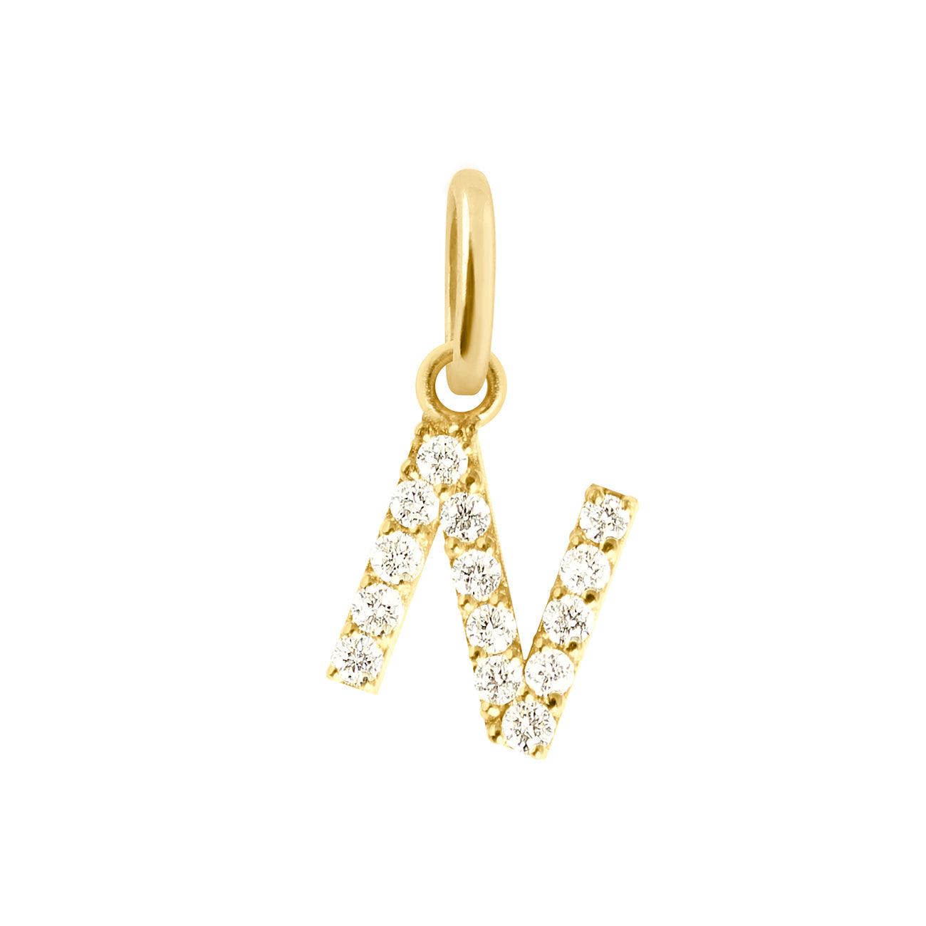 Gigi Clozeau - Pendentif Lucky Letter N, or jaune, diamants