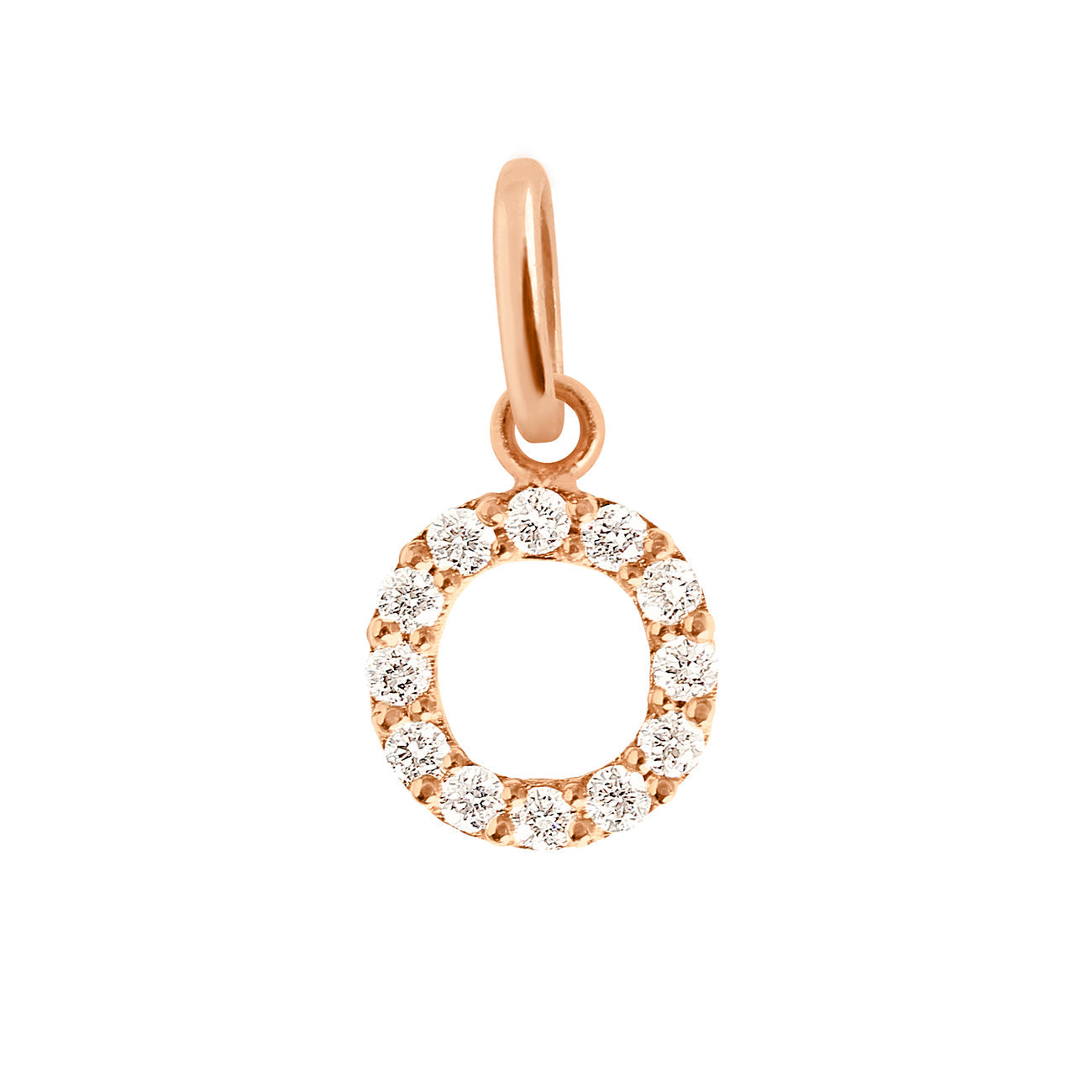 Lucky Letter O Diamond Pendant Rose Gold Gigi Clozeau