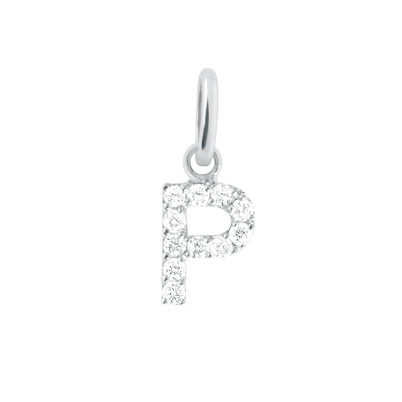 Gigi Clozeau - Pendentif Lucky Letter P, or blanc, diamants