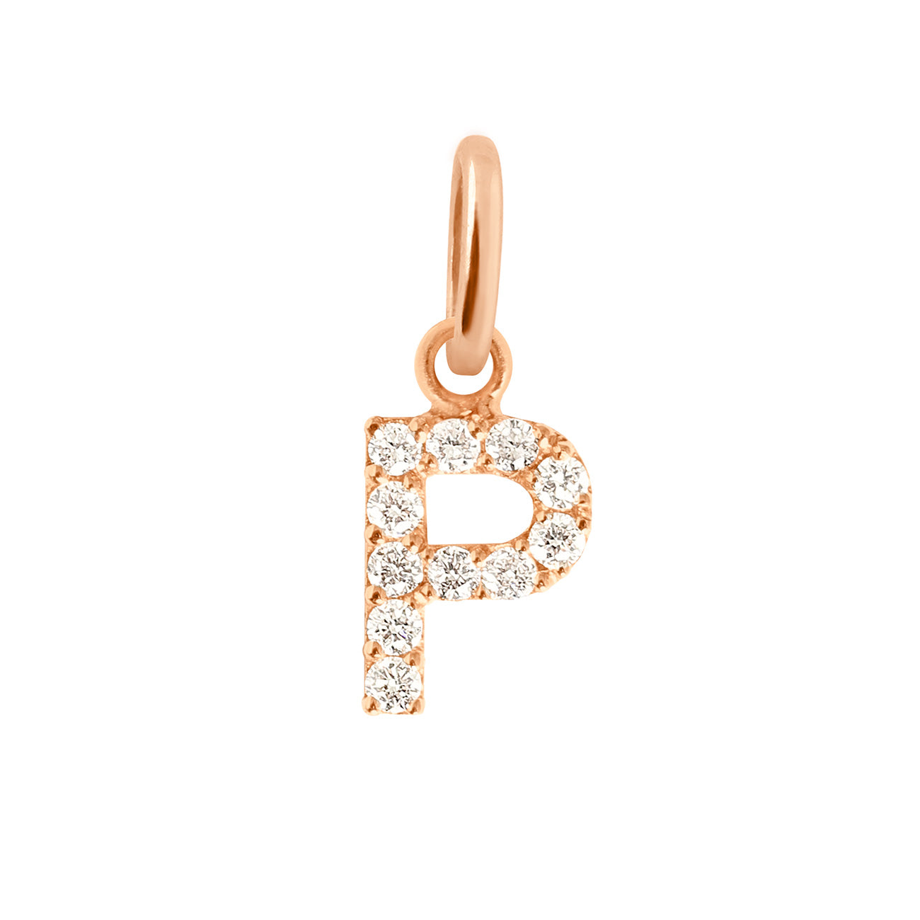 Lucky Letter P Diamond Pendant Rose Gold