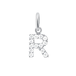 Gigi Clozeau - Pendentif Lucky Letter R, or blanc, diamants