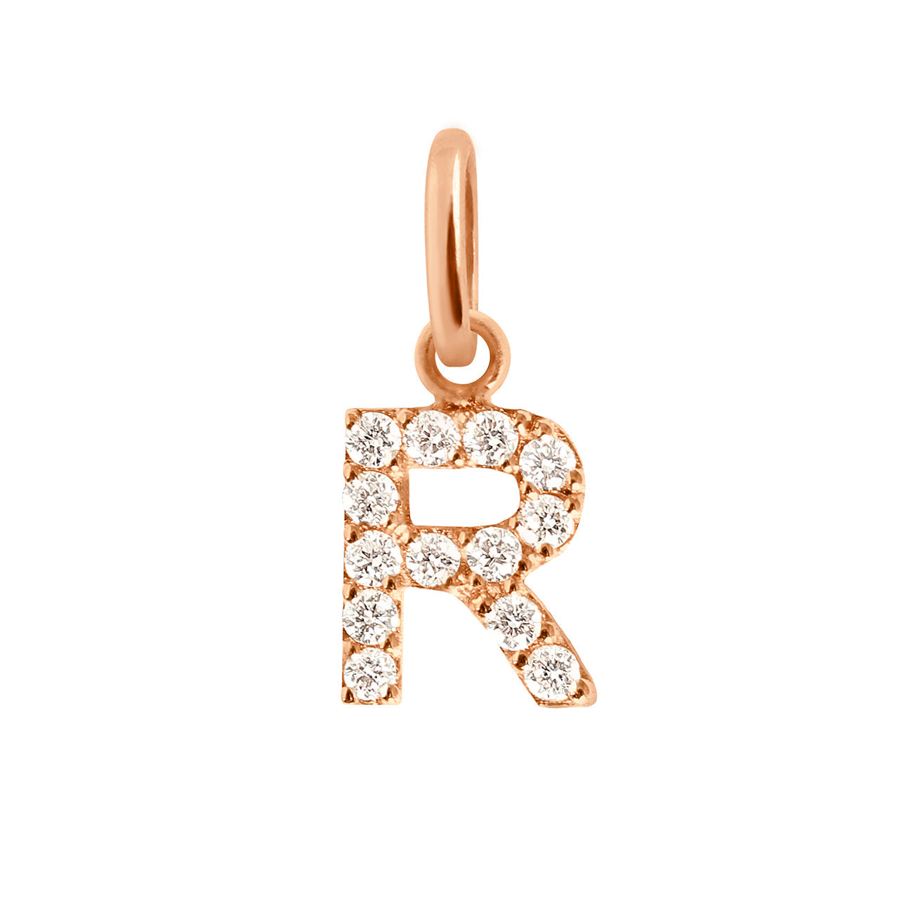 Gigi Clozeau - Pendentif Lucky Letter R, or rose, diamants
