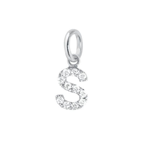 Gigi Clozeau - Pendentif Lucky Letter S, or blanc, diamants