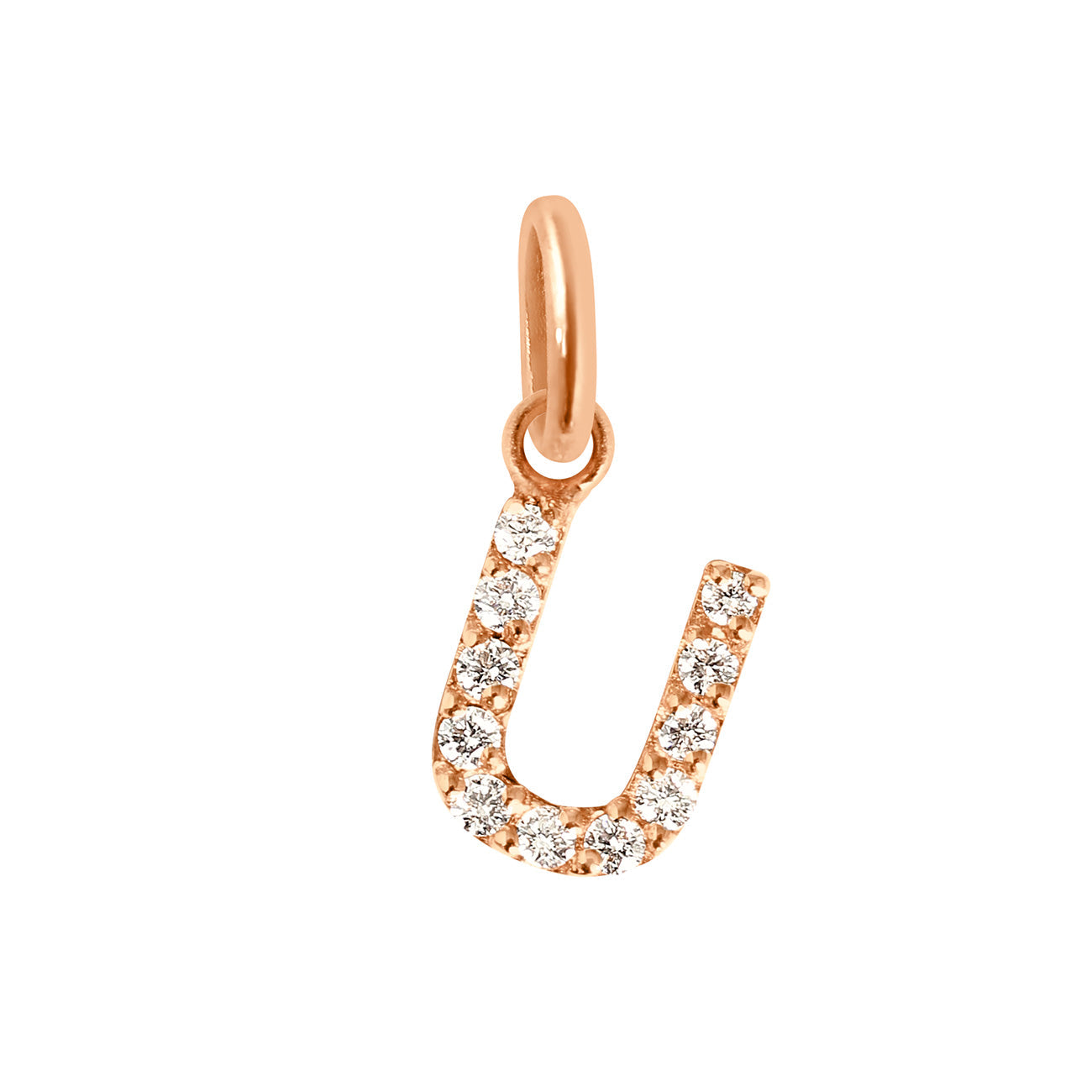 Gigi Clozeau - Pendentif Lucky Letter U, or rose, diamants
