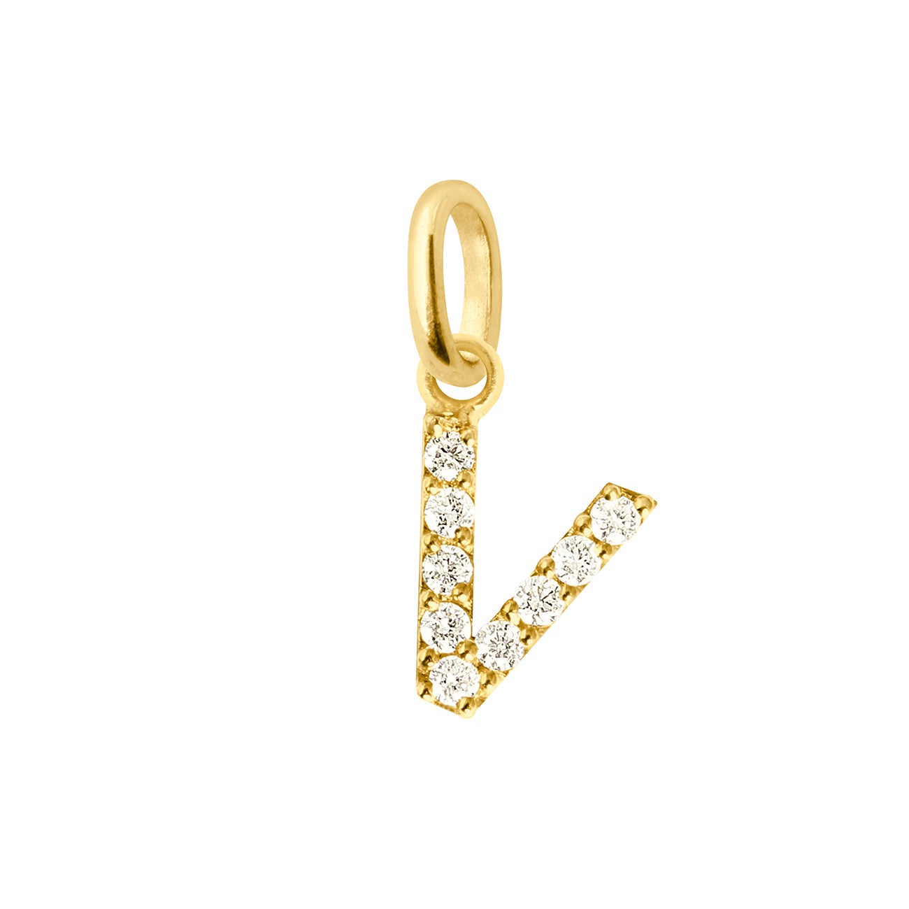 Gigi Clozeau - Pendentif Lucky Letter V, or jaune, diamants