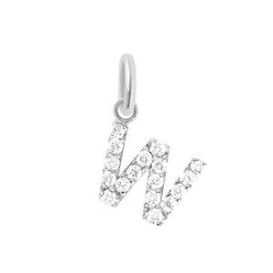 Gigi Clozeau - Pendentif Lucky Letter W, or blanc, diamants