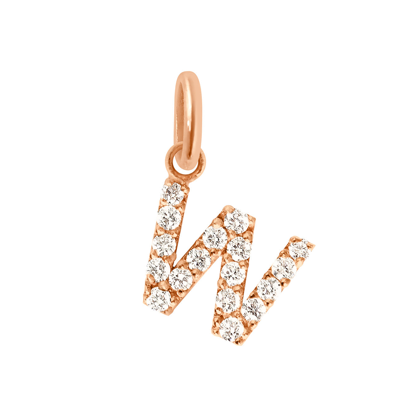 Gigi Clozeau - Pendentif Lucky Letter W, or rose, diamants
