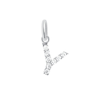 Gigi Clozeau - Pendentif Lucky Letter Y, or blanc, diamants