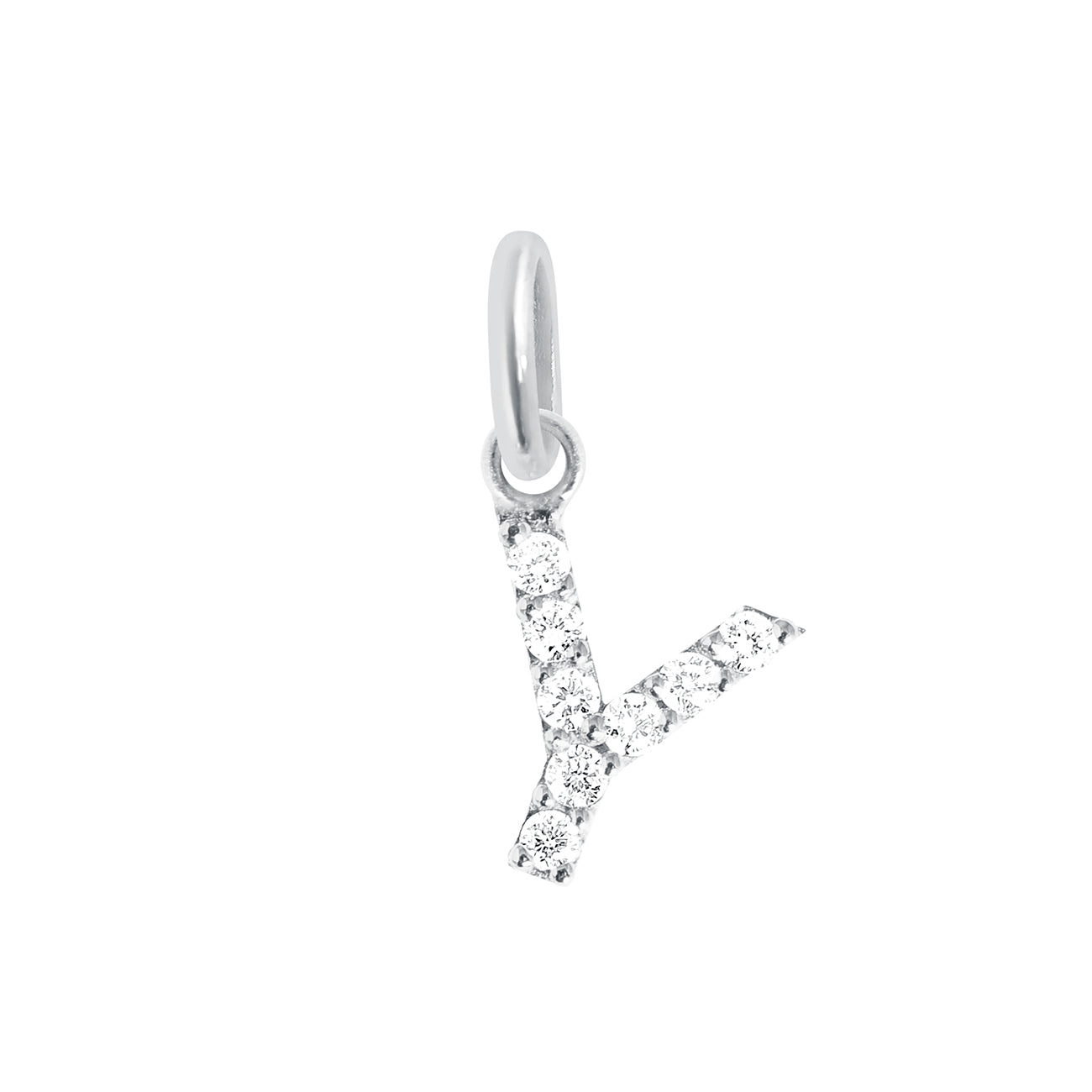 Gigi Clozeau - Pendentif Lucky Letter Y, or blanc, diamants