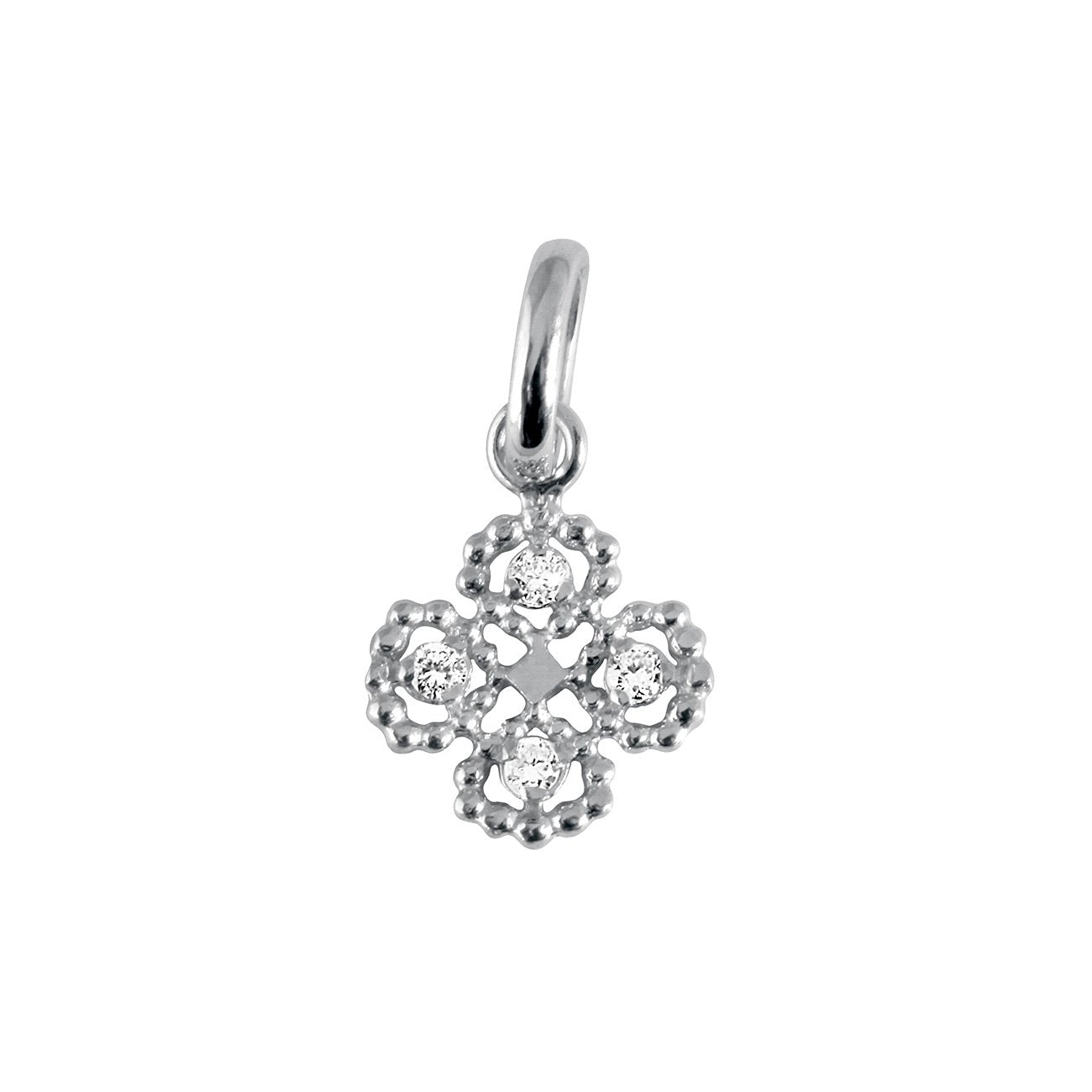 Pendentif En Or Blanc 18 Carats Avec Une Pierre De Lune De 1.36 Ct Et Diamants Trèfle - Occasion Très Bon état