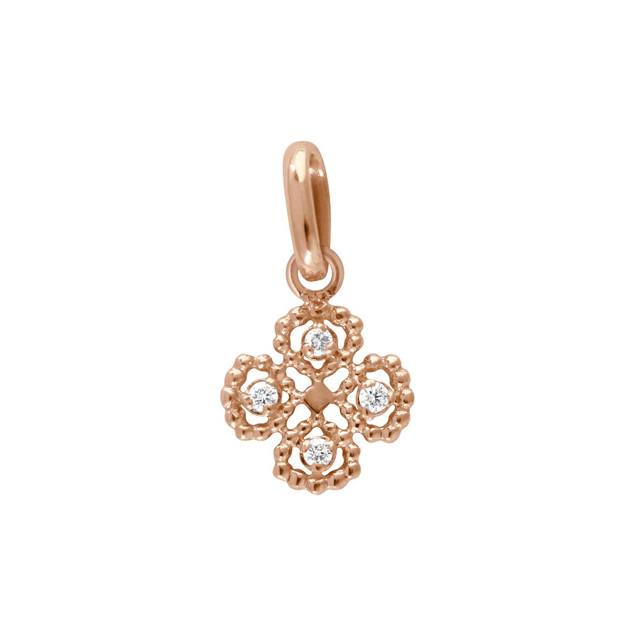 Gigi Clozeau - Pendentif Lucky Trèfle, diamants, or rose