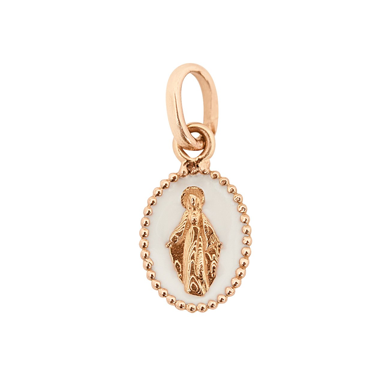 Gigi Clozeau - Pendentif Madone résine blanc, or rose