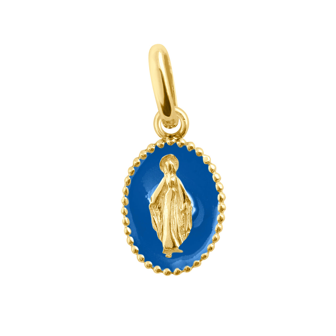 Gigi Clozeau - Pendentif Madone résine bleu fluo, or jaune