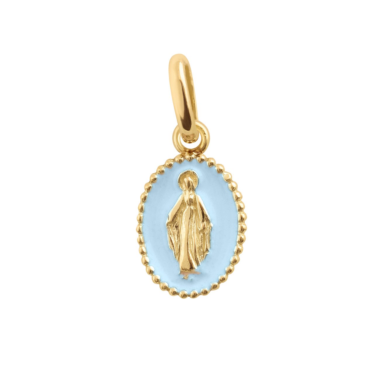 Gigi Clozeau - Pendentif Madone résine bleu layette, or jaune