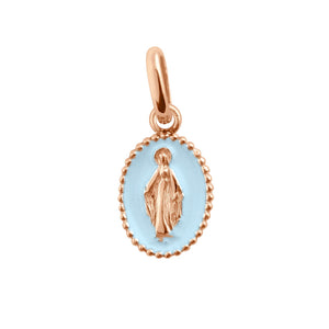 Gigi Clozeau - Pendentif Madone résine bleu layette, or rose