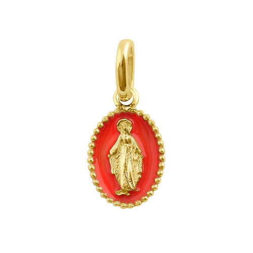 Gigi Clozeau - Pendentif Madone résine corail, or jaune