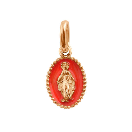 Gigi Clozeau - Pendentif Madone résine corail, or rose