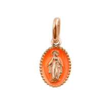 Gigi Clozeau - Pendentif Madone résine orange fluo, or rose