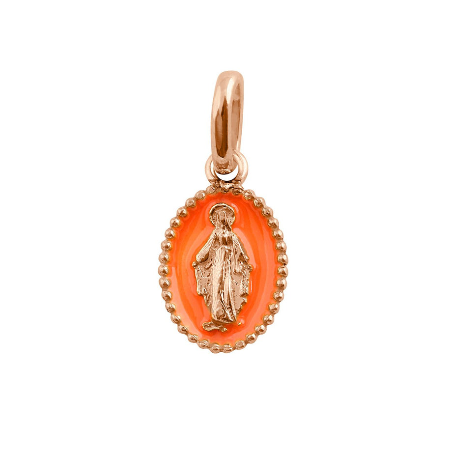 Gigi Clozeau - Pendentif Madone résine orange fluo, or rose